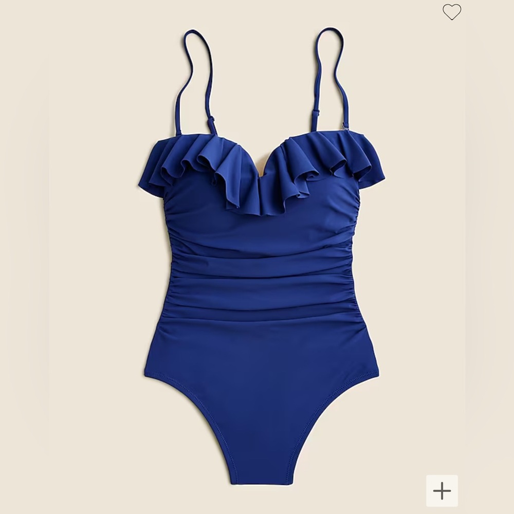 J. Crew Royal Blue Ruffle One-Piece Swimsuit